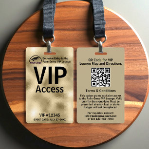 VIP Pass-badge Aangepaste Gouden Folie QR Code & Badge