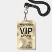 VIP Pass-badge | Aangepaste Gouden Folie QR Code & Badge (Voorkant met koord)