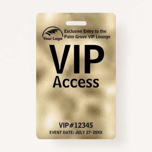 VIP Pass-badge | Aangepaste Gouden Folie QR Code & Badge (Voorkant)