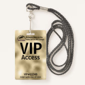 VIP Pass-badge | Aangepaste Gouden Folie QR Code & Badge (Voorkant met draagriem)
