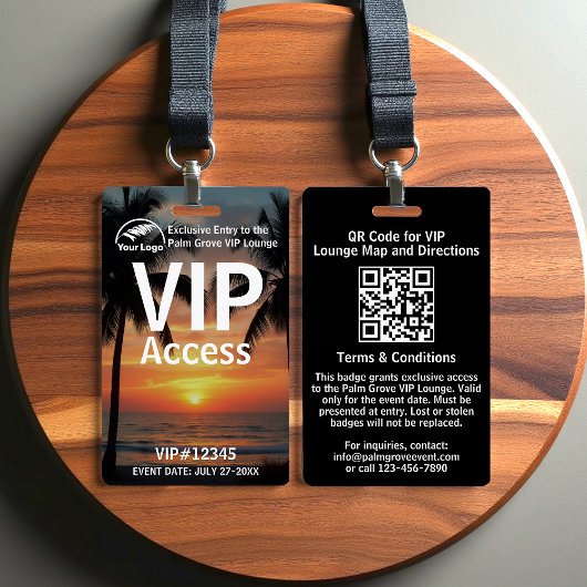 VIP Pass-badge | Aangepaste Palm Grove QR-code & L Badge