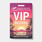 VIP Pass-badge | Aangepaste Palm Grove QR-code & L Badge (Voorkant)
