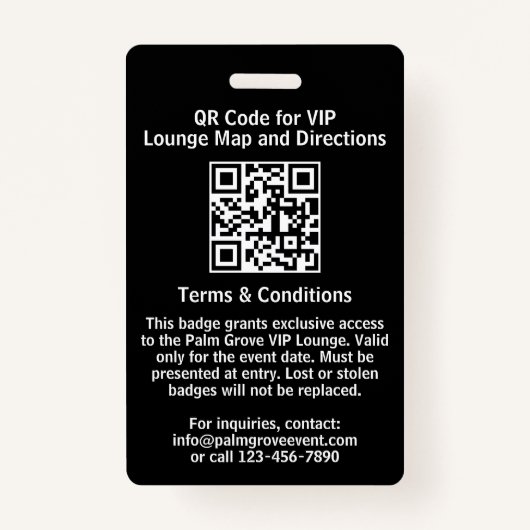 VIP Pass-badge | Aangepaste Palm Grove QR-code & L Badge (Achterkant)