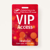 VIP Pass-badge | Aangepaste rode Bokeh QR-code & L Badge (Voorkant)