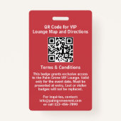 VIP Pass-badge | Aangepaste rode Bokeh QR-code & L Badge (Achterkant)