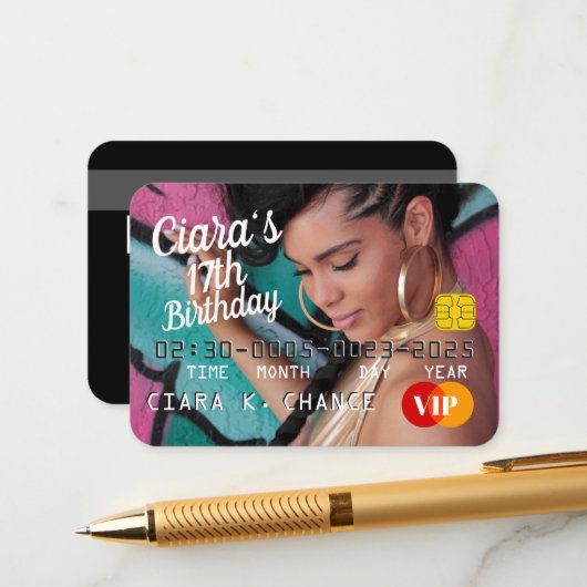 VIP Pass Credit Kaart Foto Birthday (Voorkant / Achterkant in situ)