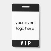 VIP Pass Eenvoudig Zwart en Wit Badge (Voorkant)
