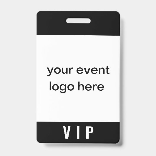 VIP Pass Eenvoudig Zwart en Wit Badge (Voorzijde)