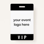 VIP Pass Eenvoudig Zwart en Wit Badge (Voorkant)