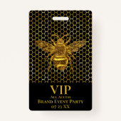 VIP Pass Elegant Black Gold Sparking Queen Bee Badge (Achterkant)