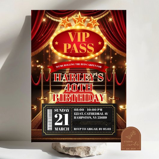 VIP Pass Glamour Premiere Hollywood Verjaardag voo Kaart