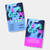 VIP Pass Glow in Dark Party UNIQUE INVITATION IDEA Badge (Voor- en achterkant)