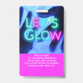 VIP Pass Glow in Dark Party UNIQUE INVITATION IDEA Badge (Achterkant)