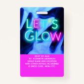 VIP Pass Glow in Dark Party UNIQUE INVITATION IDEA Badge (Achterkant)
