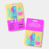 VIP Pass Glow in Dark Party UNIQUE INVITATION IDEA Badge (Voor- en achterkant)