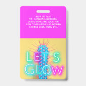 VIP Pass Glow in Dark Party UNIQUE INVITATION IDEA Badge (Achterkant)