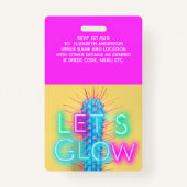VIP Pass Glow in Dark Party UNIQUE INVITATION IDEA Badge (Achterkant)