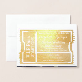 VIP Pass Golden Wedding Jubileum Ticket Folie Kaarten