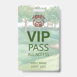 VIP PASS Golf Club League Foto Logo Evenement Badge