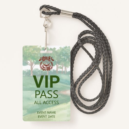 VIP PASS Golf Club League Foto Logo Evenement Badge (Voorkant met draagriem)