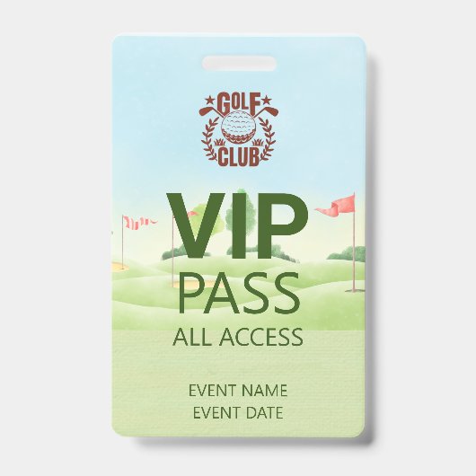 VIP PASS Golf Club League Logo Badge (Voorkant)