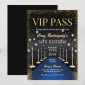 VIP Pass Hollywood Blue Carpet Birthday Kaart (Voorkant / Achterkant)