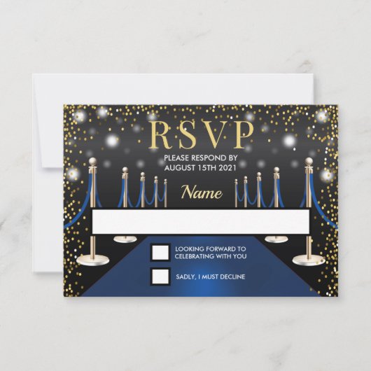VIP Pass Hollywood Blue Carpet Birthday RSVP Kaartje (Voorkant)