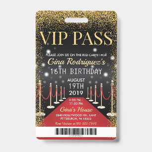 VIP Pass Hollywood Red Carpet Uitnodiging voor ver Badge