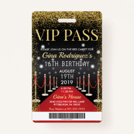 VIP Pass Hollywood Red Carpet Uitnodiging voor ver Badge