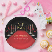 VIP Pass Hollywood Red Carpet Verjaardag Papieren Bordje (Feest)