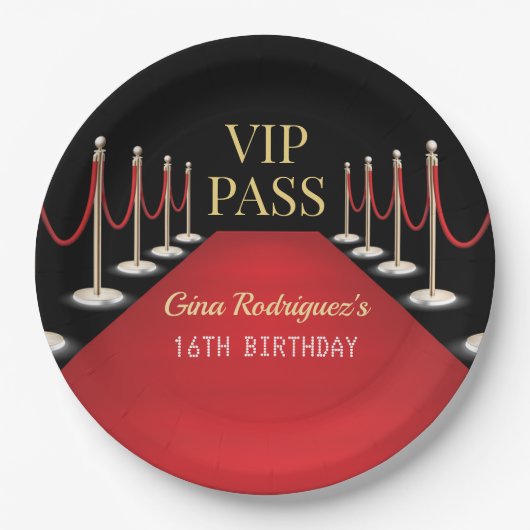 VIP Pass Hollywood Red Carpet Verjaardag Papieren Bordje (Voorkant)