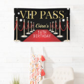 VIP Pass Hollywood Red Carpet Verjaardagsbanner Spandoek (Insitu)