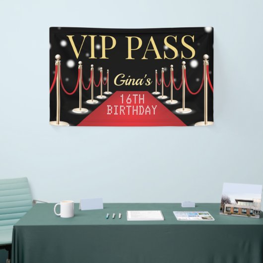 VIP Pass Hollywood Red Carpet Verjaardagsbanner Spandoek (Beurs)