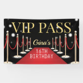 VIP Pass Hollywood Red Carpet Verjaardagsbanner Spandoek (Horizontaal)