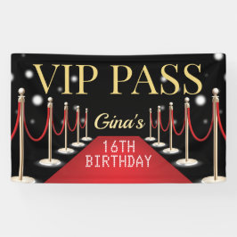VIP Pass Hollywood Red Carpet Verjaardagsbanner Spandoek