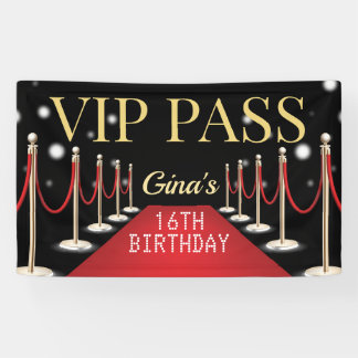 VIP Pass Hollywood Red Carpet Verjaardagsbanner Spandoek