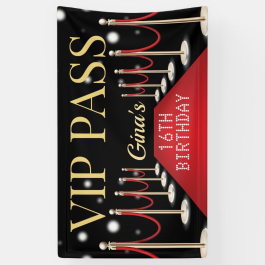 VIP Pass Hollywood Red Carpet Verjaardagsbanner Spandoek (Verticaal)