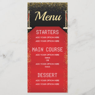 VIP Pass Hollywood Red Carpet Verjaardagsdiner Menu