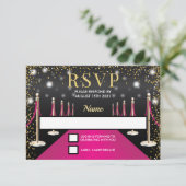 VIP Pass Hollywood Roze Rode Tapijt Verjaardag RSVP Kaartje (Staand voorkant)