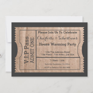 VIP Pass House Warming Cardboard Thleed Ticket Kaart
