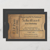 VIP Pass Party Admission Ticket Old Paper Style Kaart (Voorkant / Achterkant)