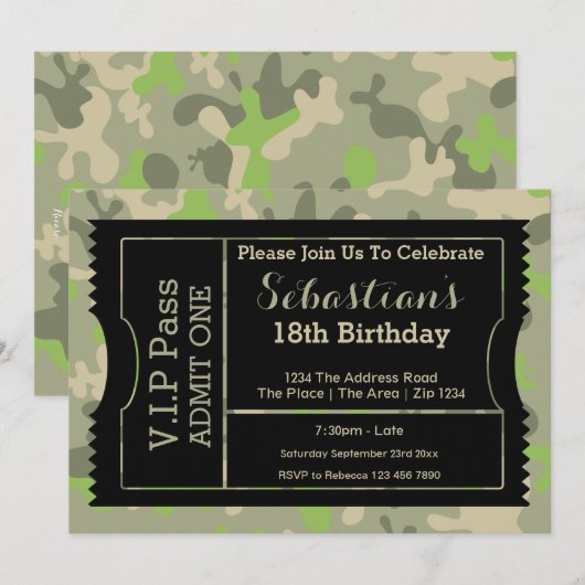 VIP Pass Party Advertentie Ticket Kaart (Voorkant / Achterkant)