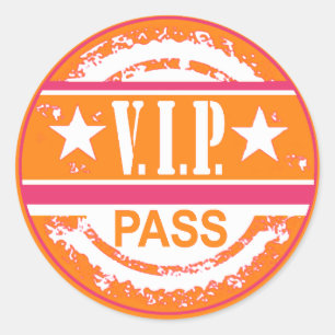VIP Pass Party Sticker (pompoen, warm roze)