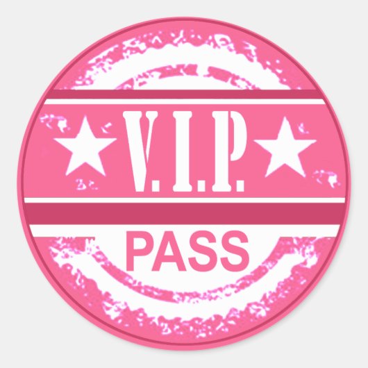 VIP Pass Party Sticker (roze) (Voorkant)