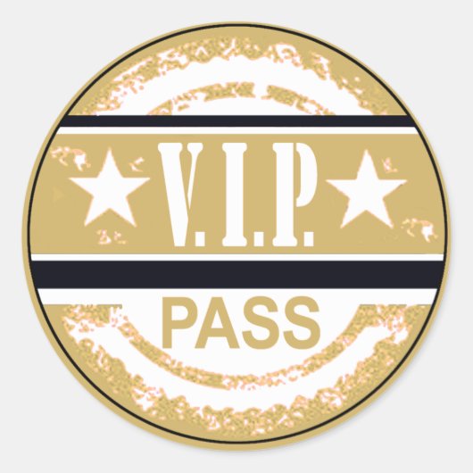VIP Pass Party Sticker (tan) (Voorkant)
