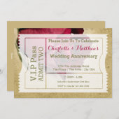 VIP Pass Party Toelating Ticket Red Rose Kaart (Voorkant / Achterkant)