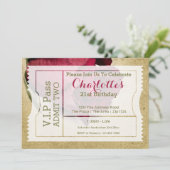 VIP Pass Party Toelating Ticket Red Rose Kaart (Staand voorkant)