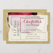 VIP Pass Party Toelating Ticket Red Rose Kaart (Voorkant / Achterkant)