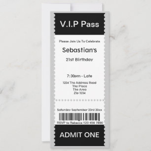 VIP Pass Party Tomission Ticket Kaart