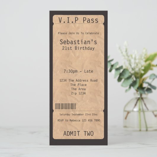 VIP Pass Party Tomission Ticket Kaart (Staand voorkant)